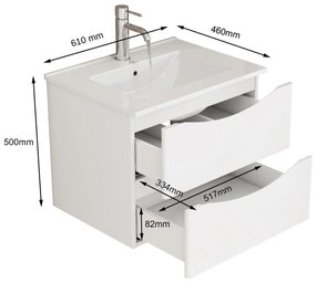Závesná skrinka pod umývadlo Houseland Bravio 60 cm biela