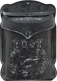 Čierna antik poštová retro schránka s vtáčikom - 26 * 8 * 39 cm