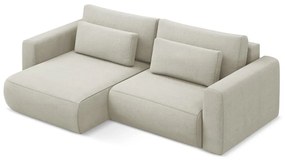 Béžová rozkladacia/s úložným priestorom rohová pohovka (ľavý roh/s leňoškou) Kapua – Makamii