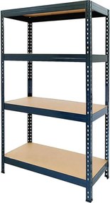 Regál 150x70x30 cm lakovaný 4-policový, nosnosť 700 kg, RIVET - čierny