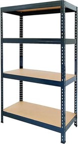 Regál 150x70x30 cm lakovaný 4-policový, nosnosť 700 kg, RIVET - čierny