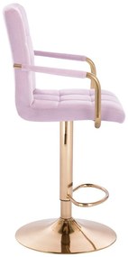 LuxuryForm Barová stolička VERONA GOLD VELUR na zlatom tanieri - levanduľa