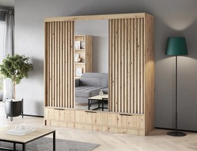 Šatní skříň Voodi se zrcadlem 180 cm dub Artisan