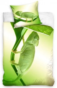 TipTrade Bavlnené obliečky 140x200 + 70x90 cm - Zelený chameleón