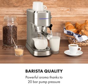 Klarstein Futura, pákový kávovar, 1450 W, 20 bar, 1,25 l, nehrdzavejúca oceľ