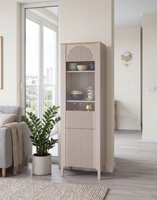 Vysoká vitrína Marbella MA-4 kašmír/dub vicenza