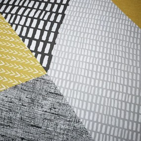Žlté/sivé obliečky na jednolôžko 135x200 cm Larsson Geo – Catherine Lansfield