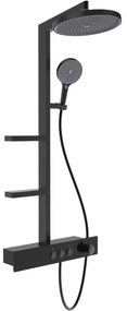 Mexen Plex, sprchová sada s ručnou a dažďovou hlavicou, čierna, 78103-70