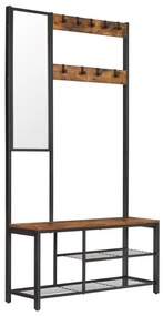 Stojanový vešiak so zrkadlom NAVOR hnedá/čierna