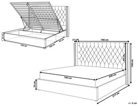 Zamatová posteľ s úložným priestorom 160 x 200 cm sivá LUBBON Beliani