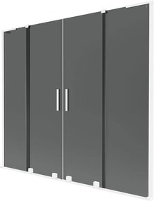 Mexen Velar L Duo, 2-krídlová posuvná vaňová zástena 200 x 150 cm, 8mm šedé sklo, biela matná, 896-200-003-42-20