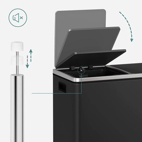 Odpadkový kôš XL s 2 priehradkami, 2 x 30 L, vzduchotesný, čierny