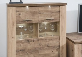 Obývacia stena Grande, dub artisan / dub Ribbeck, s osvetlením