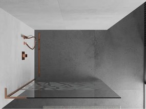 Mexen Kioto L, sprchová zástena Walk-In 80 x 200 cm, 8mm číre sklo biely vzor, medený matný profil, 800-080-103-65-85