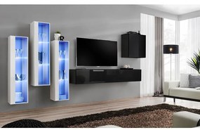 Obývacia stena Switch Sklo +LED XIII Biely/čierna