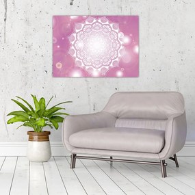 Sklenený obraz mandaly v ružovom pozadí (70x50 cm)