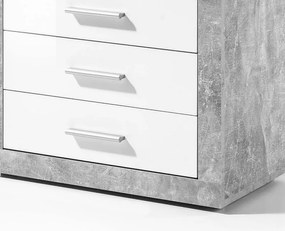 Zásuvková komoda Stone, betón/biela