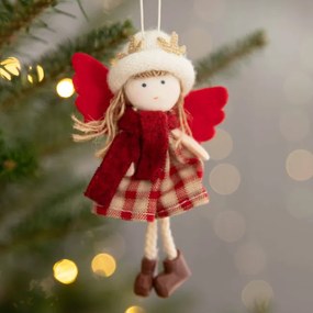 Vianočná ozdoba INGER dievčatko v károvaných šatách 800578