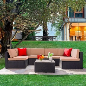 Veľký luxusný ratanový záhradný set Avenberg SEVILLA 2023 čierna/béžová |  BIANO