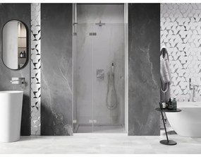 Mexen, Mexen Lunar L Otočné ľavé sprchové dvere 110 cm, transparentné, brúsený nikel - 834L-110-000-97-00-L