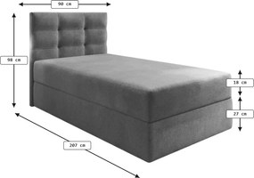 Čalúnená posteľ boxspring GLORIEN VELVET 90x200 cm ružová Matrac: Matrac Bonell pružinový