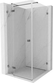 Mexen Lunar T, sklápací sprchový kút ľavý 110 x 110 cm, 8mm číre sklo, grafitový profil, 834T-110-110-95-00-L