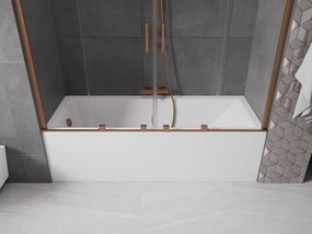 Mexen Velar Duo, 2-krídlová posuvná vaňová zástena 200 x 150 cm, 8mm číre sklo, medený matný profil, 896-200-000-02-65