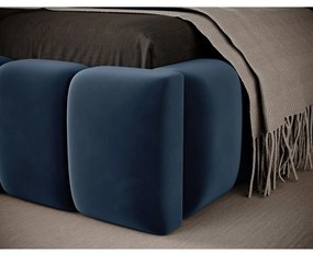 Tmavomodrá čalúnená jednolôžková posteľ s úložným priestorom s roštom 90x200 cm Lamica – ELTAP