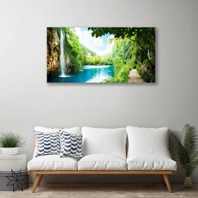 Obraz na plátne Vodopád jazero príroda 140x70 cm
