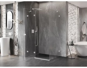 Mexen Lunar, výklopný sprchový kút ľavý 75 x 80 cm, 8mm číre sklo, biely profil, 834-075-080-20-00-L