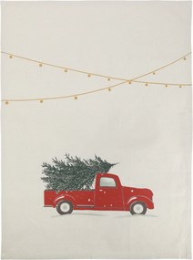 Bavlnená utierka Aix s potlačou červeného auta – 50*70 cm