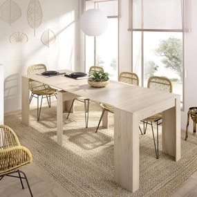 Rozložiteľný jedálenský stôl, písací stôl, komoda v jednom, Kiona glossy white
