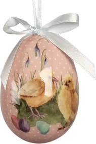 9ks dekorácia farebné závesné vajíčko s zajačikmi a kuriatkami Spring Egg - Ø 5*8 cm