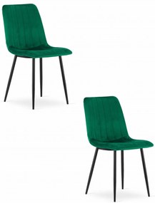 Set 2 kresiel LAVA - tmavozelený zamat / čierne nohy