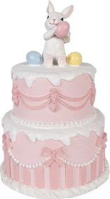 Dekorácia ružová torta s králikom a vajíčkami - Ø 18*28 cm