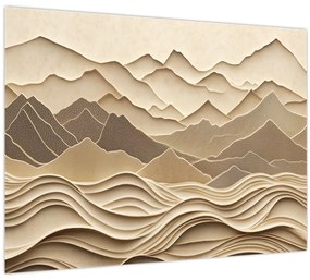 Sklenený obraz - 3D línia hôr (70x50 cm)
