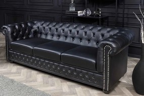 Dizajnová 3-miestna sedačka Chesterfield 205 cm čierna