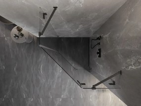 Mexen Lunar, výklopný päťuholníkový sprchový kút pravý 100 x 100 cm, 8mm číre sklo, grafitový profil, 831-100P-100L-95-00-P