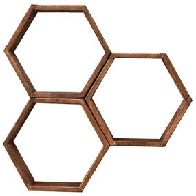 SADA 3x Nástenná polica ELFO 38x58 cm hnedá