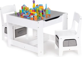 Detský set: stolík s obojstrannou tabuľou + 2 stoličky ECOTOYS (MDF, úložný priestor)