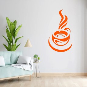 Veselá Stena Samolepka Ranná šálka kávy Farba: oranžová, Veľkosť: 80 x 45 cm