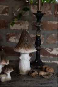 Béžovo-hnědá keramická dekorace houba Houba - Ø 12*22 cm