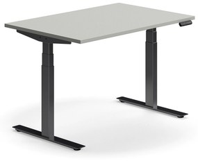 Výškovo nastaviteľný stôl QBUS, rovný, 1200x800 mm, čierny rám, svetlošedá