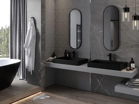 Mexen Loft oválne zrkadlo do kúpeľne 100 x 35 cm, čierny rám - 9851-100-035-000-70
