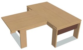 Stôl Verno+ S 200 x 220 cm s rokovacím prvkom, dub svetlý / hnedá