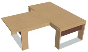 Stôl Verno+ S 200 x 220 cm s rokovacím prvkom, dub svetlý / hnedá