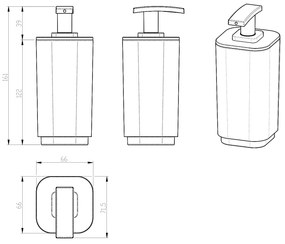 Aqualine Aqualine, SEVENTY dávkovač mydla na postavenie, biela, 638222