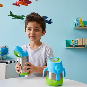 Termoska na pitie so slamkou 350 ml - modrá/zelená