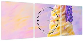 Obraz - Zmrzlina s levanduľou (s hodinami) (90x30 cm)