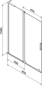 Mexen Velar L, 2-krídlová posuvná vaňová zástena 85 x 150 cm, 8mm šedé sklo, medená matná, 896-085-003-41-65